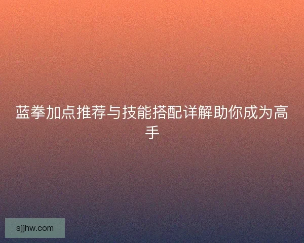 蓝拳加点推荐与技能搭配详解助你成为高手
