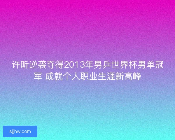 许昕逆袭夺得2013年男乒世界杯男单冠军 成就个人职业生涯新高峰 许昕逆袭夺得2013年男乒世界杯男单冠军 成就个人职业生涯新高峰
