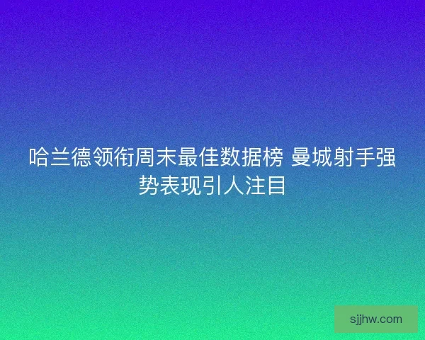 哈兰德领衔周末最佳数据榜 曼城射手强势表现引人注目