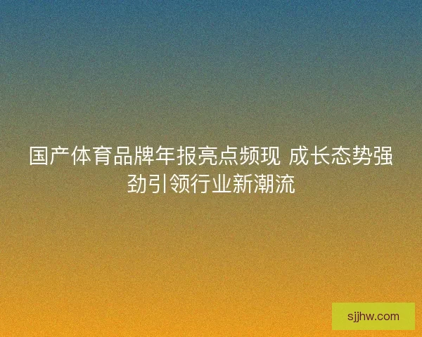 国产体育品牌年报亮点频现 成长态势强劲引领行业新潮流